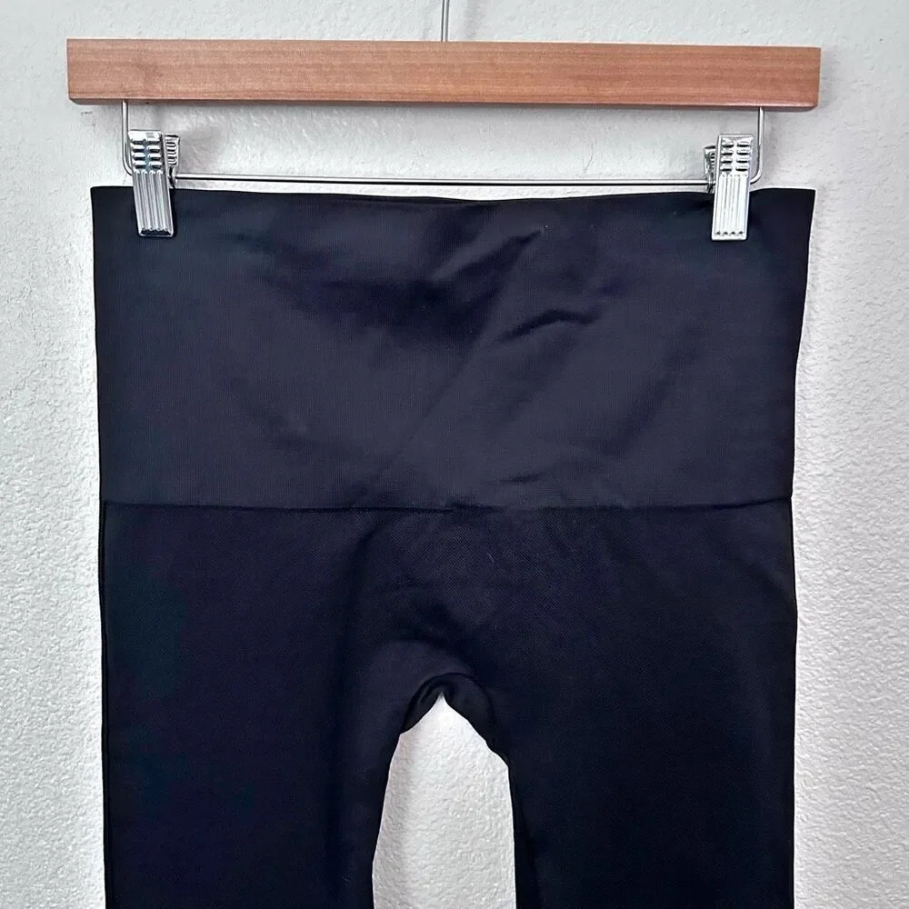 Spanx | Solid Black Thick Shapewear Leggings Tumm… - image 4